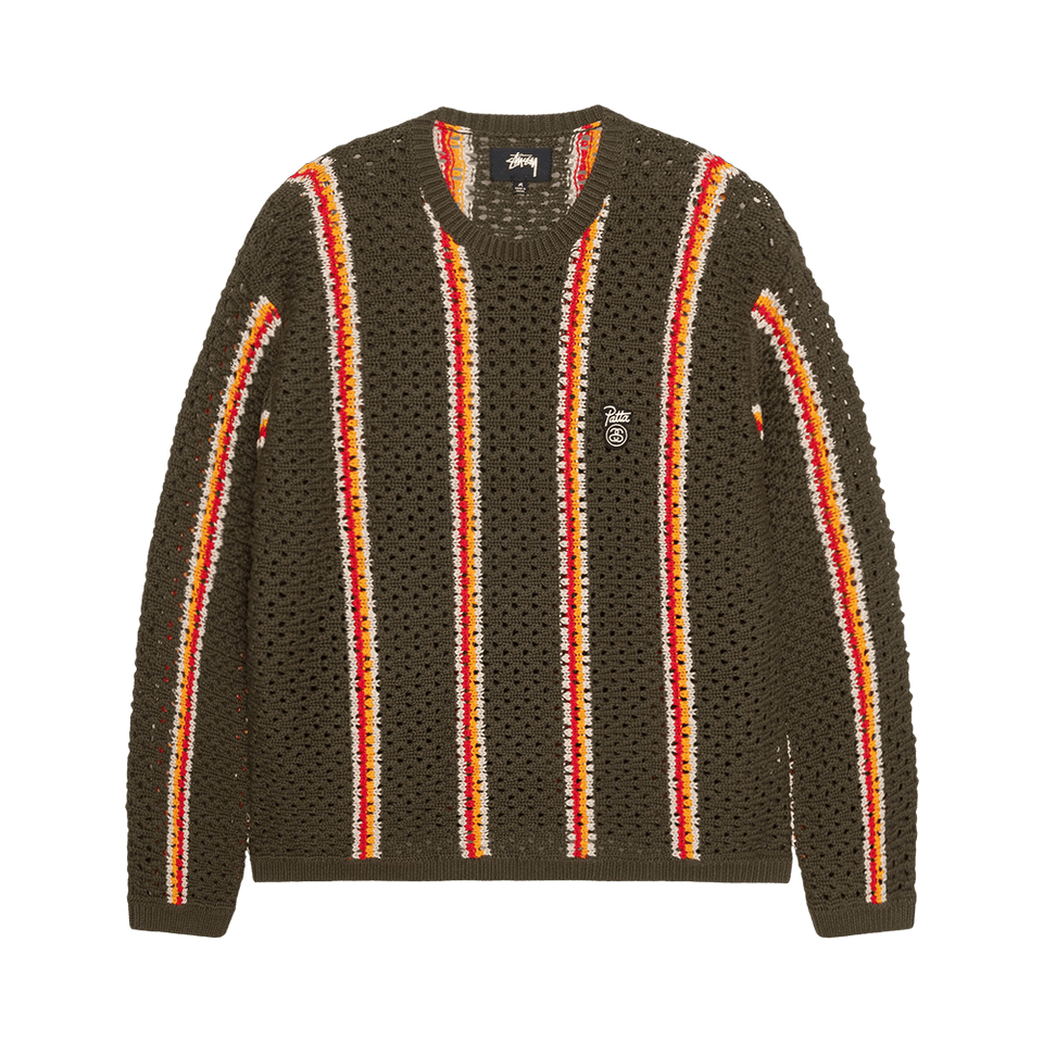 Stussy x Patta Striped Loose Gauge Sweater Olive