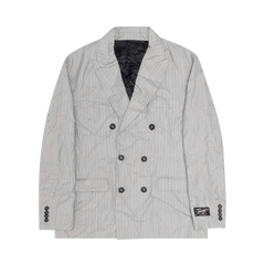 Stussy Wrinkled Stripe Double-Breasted Blazer Grey