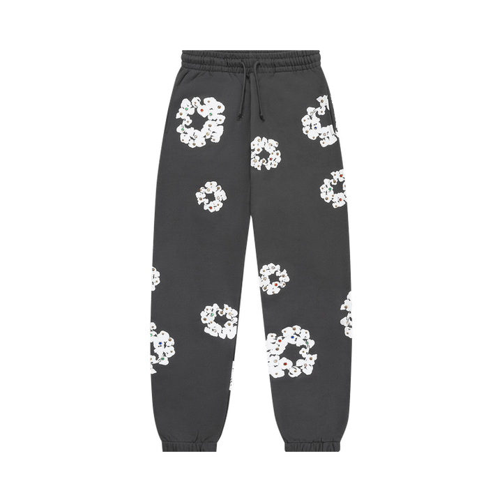 Denim Tears Rhinestone Cotton Wreath Sweatpants Vintage Black