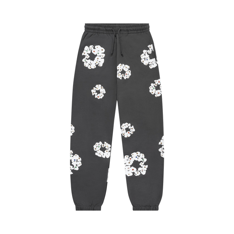 Denim Tears Rhinestone Cotton Wreath Sweatpants Vintage Black