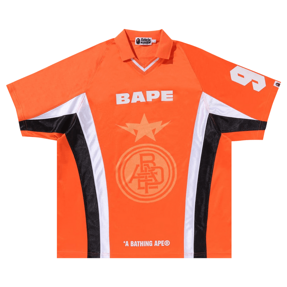 BAPE Multi Logo Relaxed Fit Soccer Jersey Orange