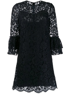 flared floral lace mini dress