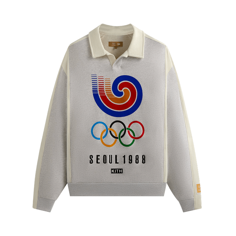 Kith For Olympics Heritage Nelson Collared Pullover Light Heather Grey