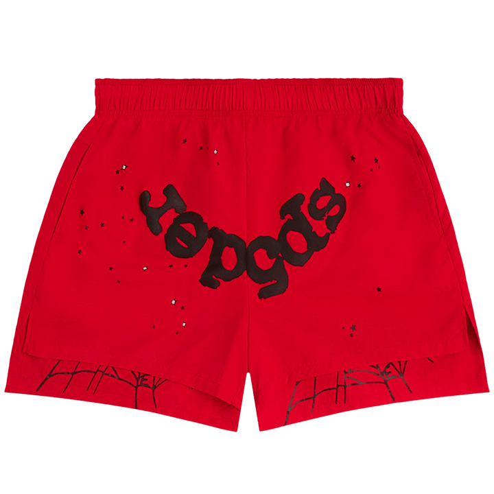 Sp5der OG Web Double Layer Shorts Red