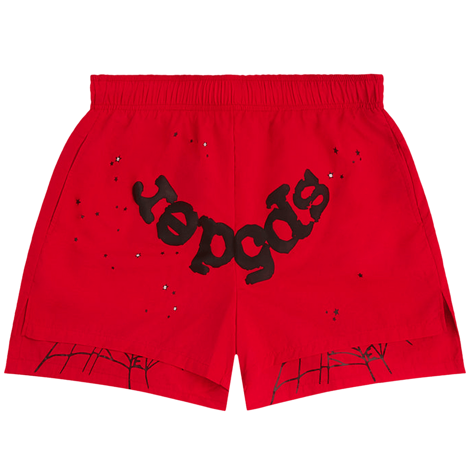 Sp5der OG Web Double Layer Shorts Red
