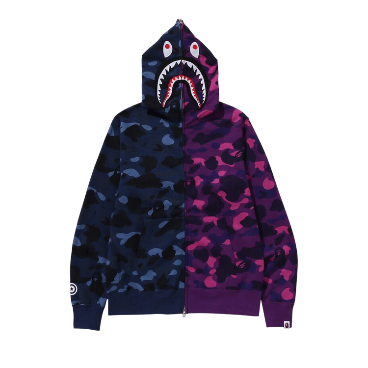 BAPE Color Camo Separate Shark Full Zip Hoodie Navy/Purple