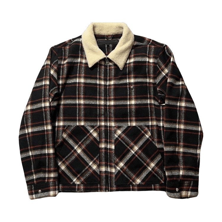 Chrome Hearts Shearling Collar Plaid Jacket Multicolor