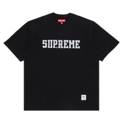 Supreme Twill Appliqué Shorts-Sleeve Top Black