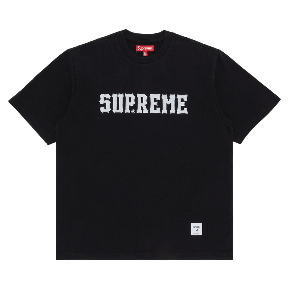 Supreme Twill Appliqué Shorts-Sleeve Top Black