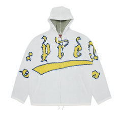 Supreme Accent Brushed Zip Up Hooded Sweater White