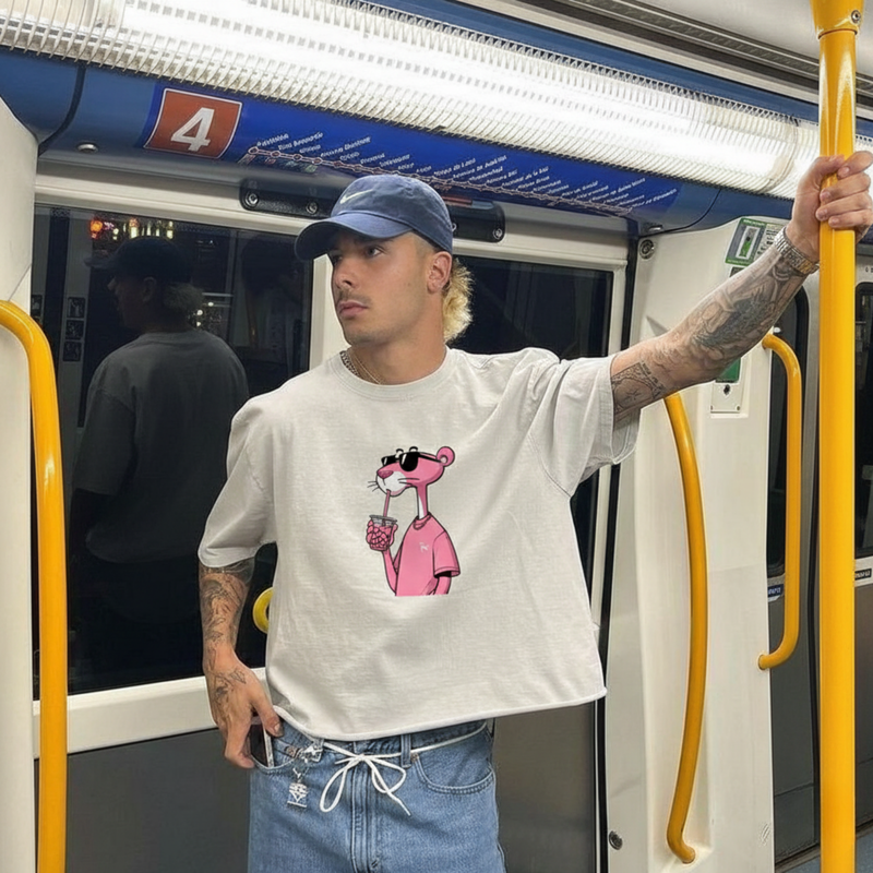 Forfksake Pink Panther Boba Tea White T-Shirt