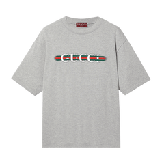 Gucci Web Logo T-Shirt Grey Melange