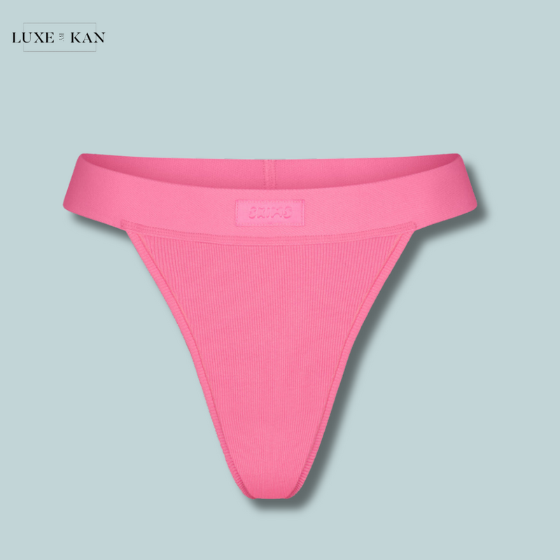 SKIMS Ribbed stretch-cotton thong