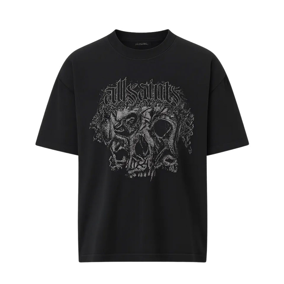 Morph Skull Print Oversized T-Shirt