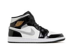 Air Jordan 1 Mid SE Black White Metallic Silver