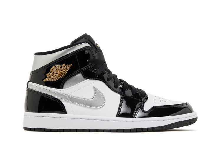 Air Jordan 1 Mid SE Black White Metallic Silver