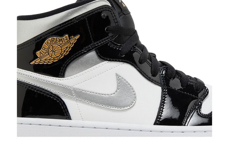 Air Jordan 1 Mid SE Black White Metallic Silver