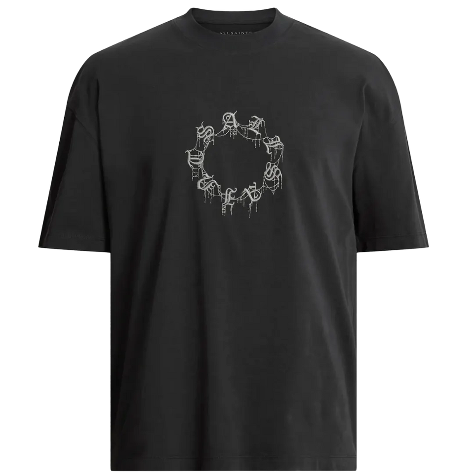 CRYPTIERRA SS CREW - Print T-shirt - washed black