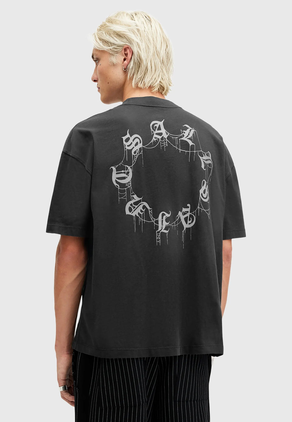CRYPTIERRA SS CREW - Print T-shirt - washed black