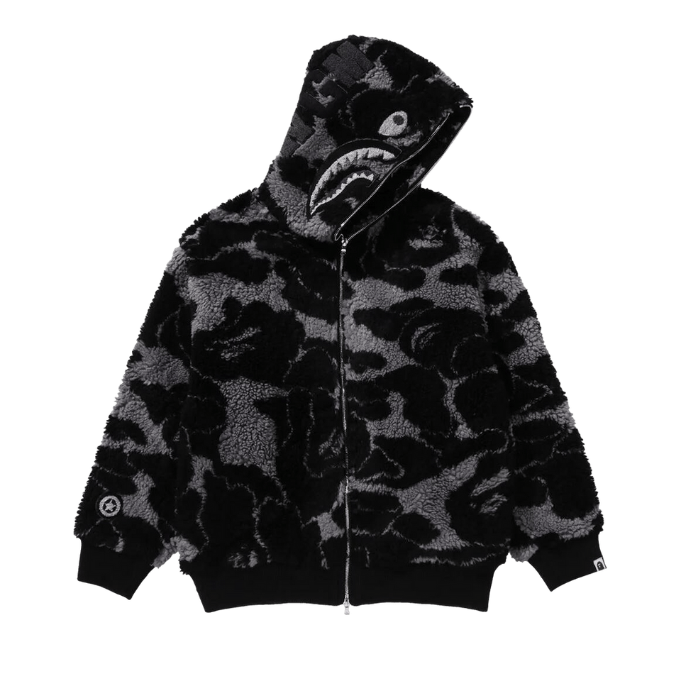 BAPE ABC Camo Boa Shark Relaxed Fit Full Zip Hoodie Black