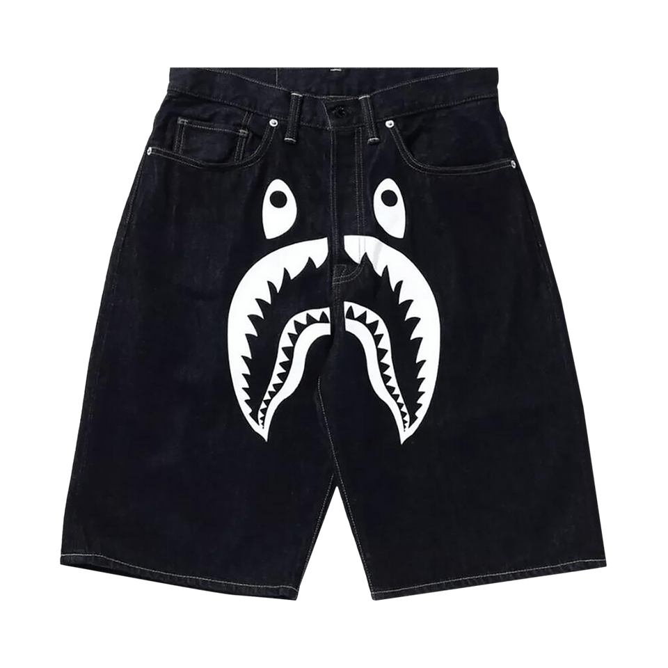 BAPE Shark Denim Shorts Navy/White