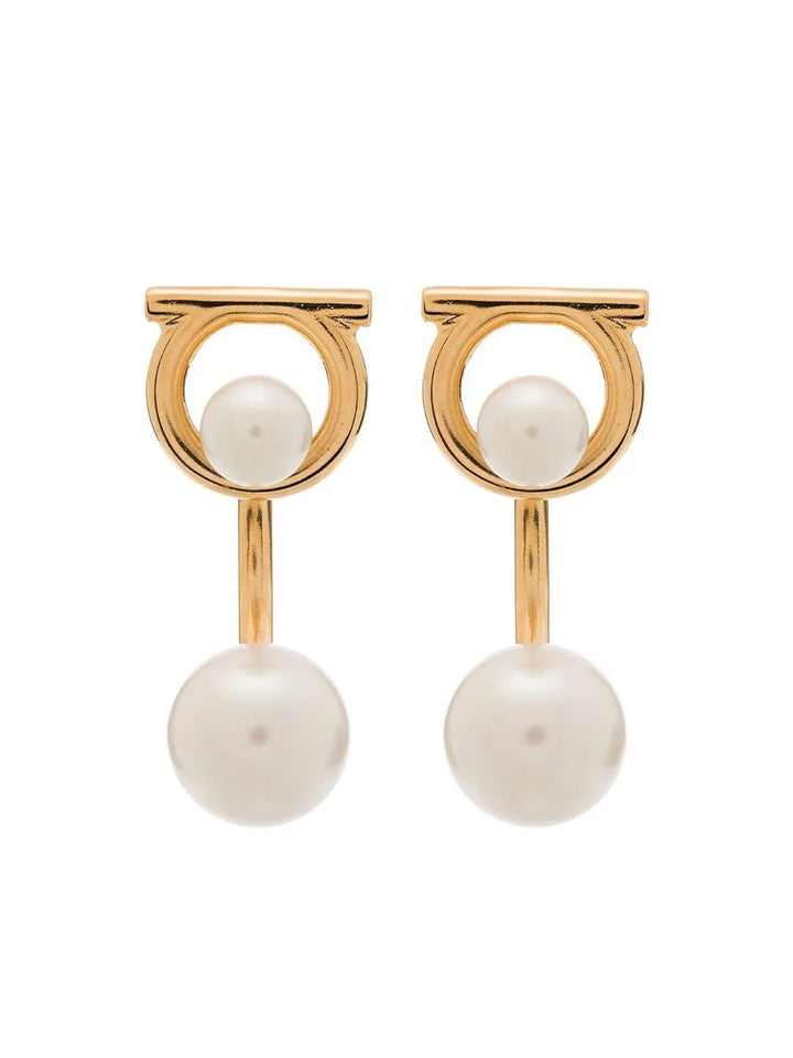 Gancini glass-pearl earrings