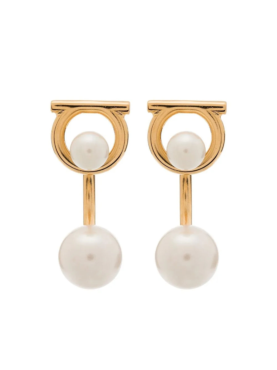 Gancini glass-pearl earrings