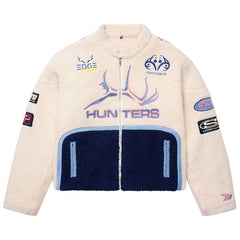 Sp5der Sherpa Hunter Moto Jacket Ecru/Navy