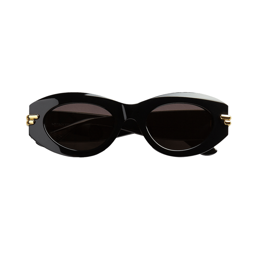 Bottega Veneta Mitre Oval Sunglasses Black/Grey