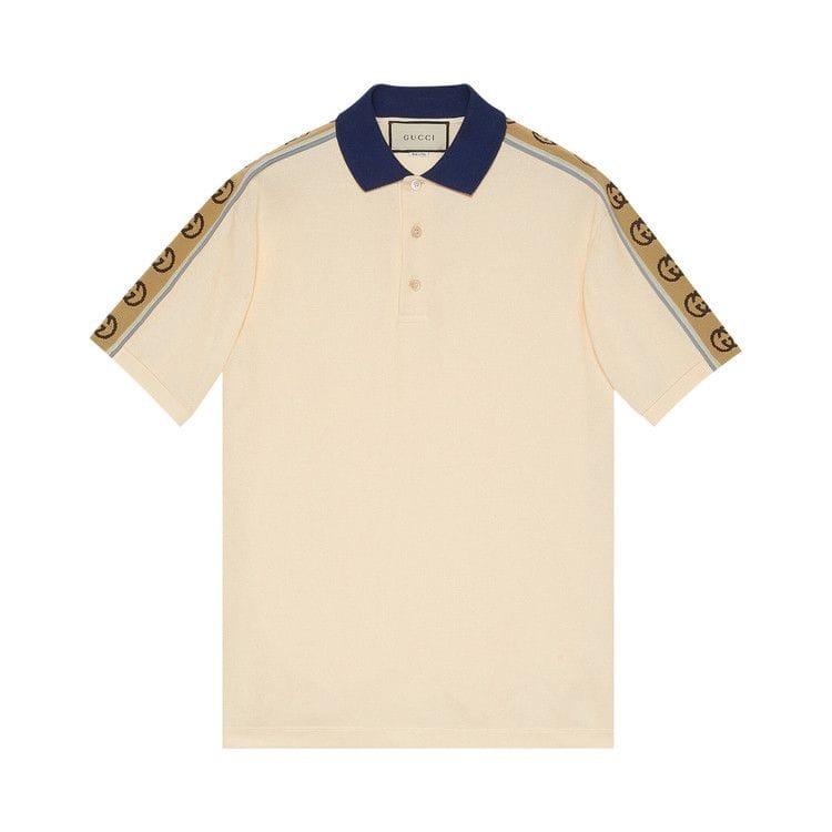 Gucci Polo With Interlocking G Stripe Off White