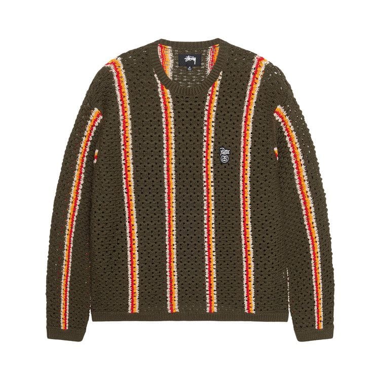Stussy x Patta Striped Loose Gauge Sweater Olive