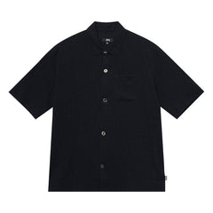 Stussy Boxy Flat Hem Crinkled Shirt Black