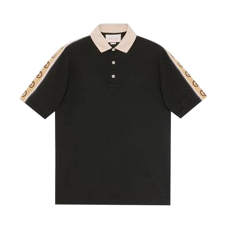Gucci Piquet Polo With Interlocking G Stripe Black/Multicolor