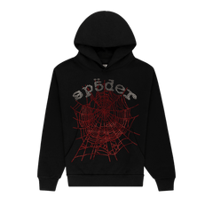 Sp5der Rhinestone OG Web V2 Hoodie Black