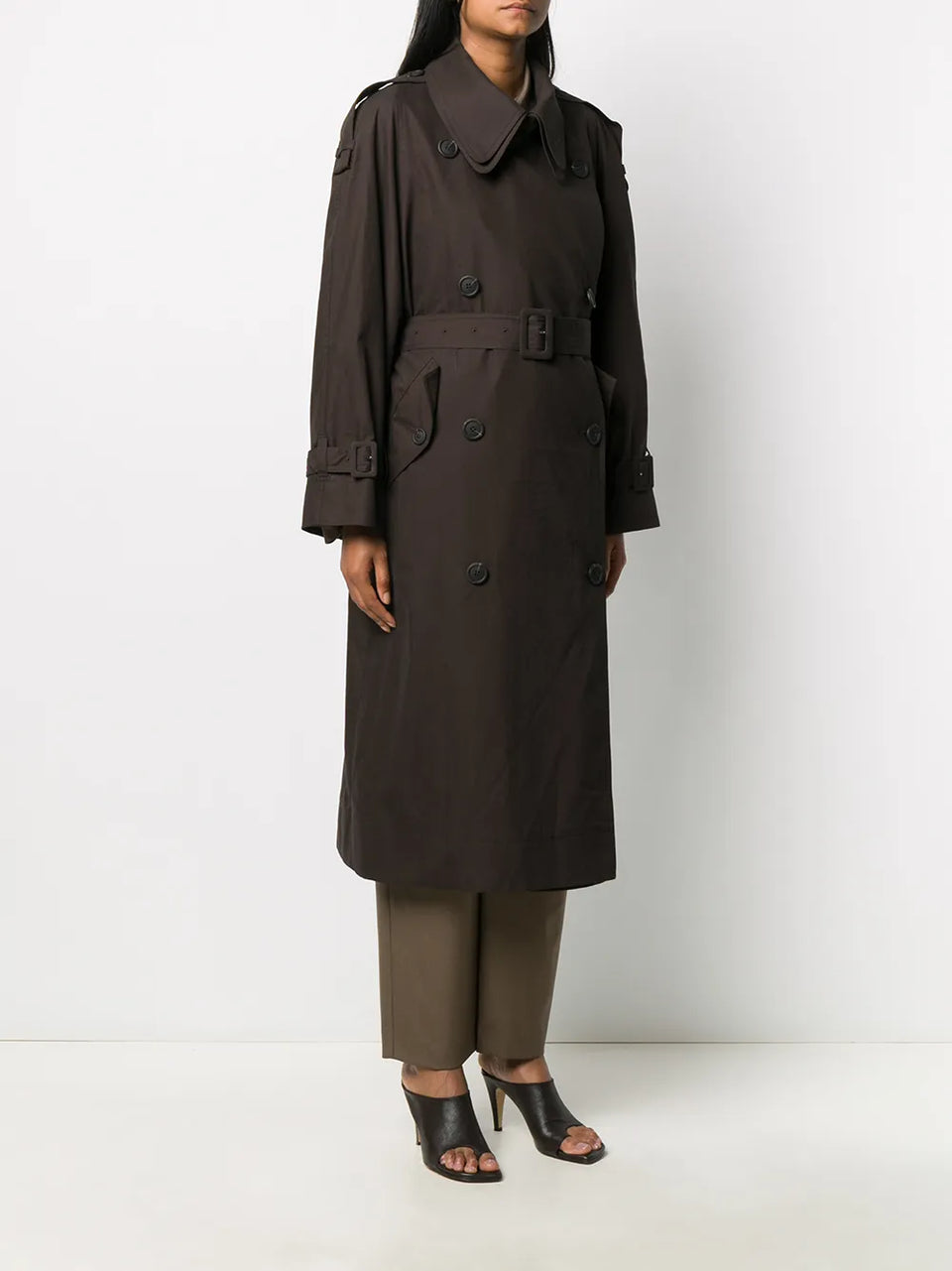 belted double-breasted trench coat