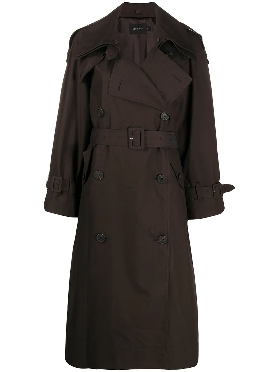 belted double-breasted trench coat