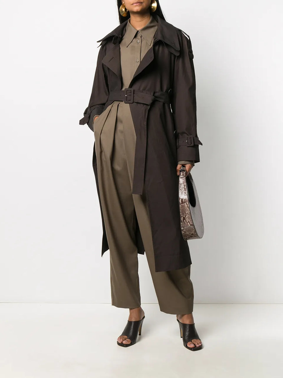 belted double-breasted trench coat