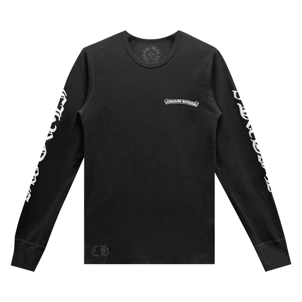 Chrome Hearts Scroll Logo Long-Sleeve Thermal T-Shirt Black