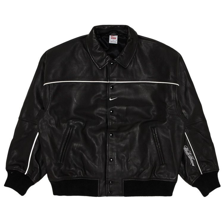 Supreme x Nike Leather Varsity Jacket Black
