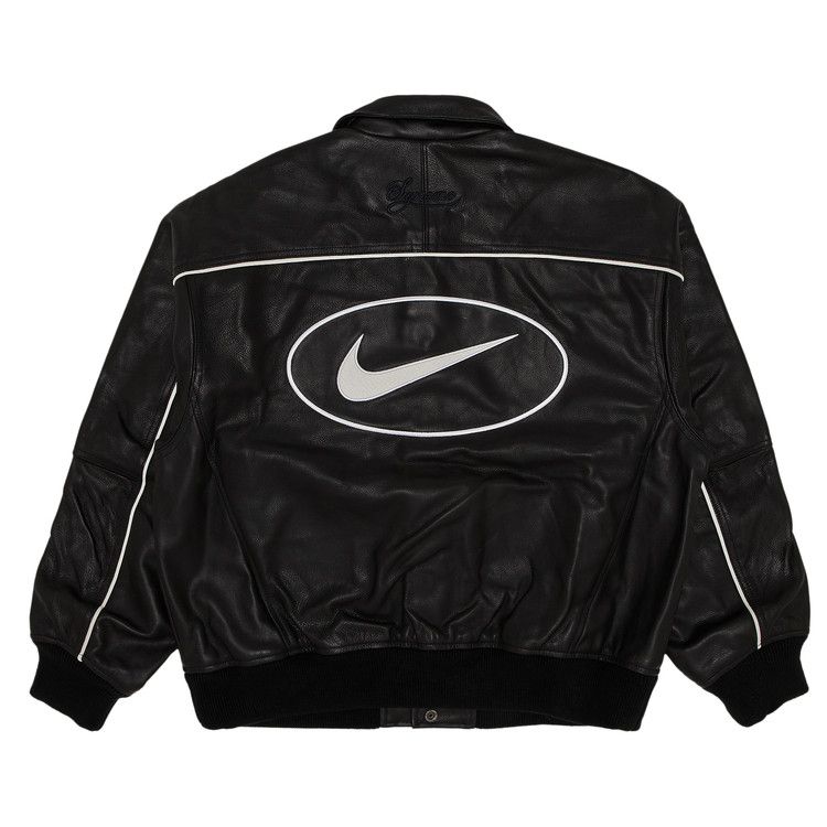 Supreme x Nike Leather Varsity Jacket Black