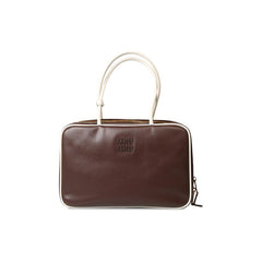 Miu Miu Large Contrast Beau Bag Briarwood/White