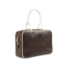 Miu Miu Large Contrast Beau Bag Briarwood/White