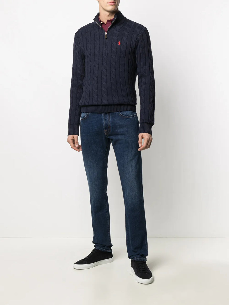 cable knit half-zip jumper