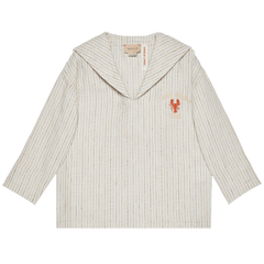 Gucci Kids Striped Linen Top White