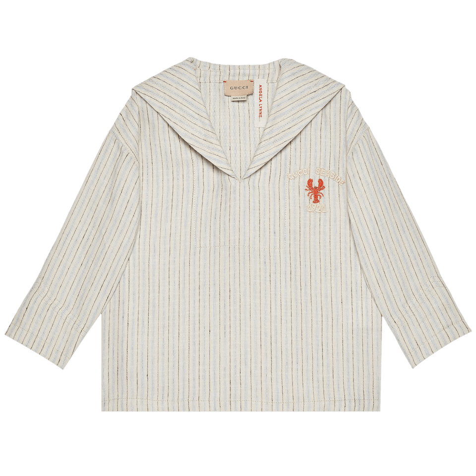 Gucci Kids Striped Linen Top White