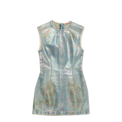 Coated Denim Dress - Mid Blue