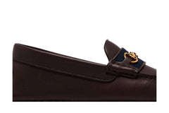 Gucci Ayrton Webbing-Trimmed Horsebit Leather Driver Loafers Brown