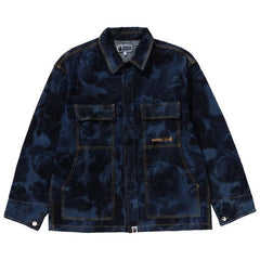 BAPE Floral Camo Jacquard 13Oz Denim Work Jacket Navy