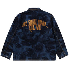 BAPE Floral Camo Jacquard 13Oz Denim Work Jacket Navy