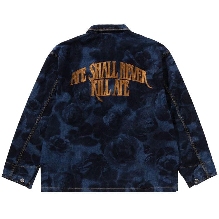 BAPE Floral Camo Jacquard 13Oz Denim Work Jacket Navy